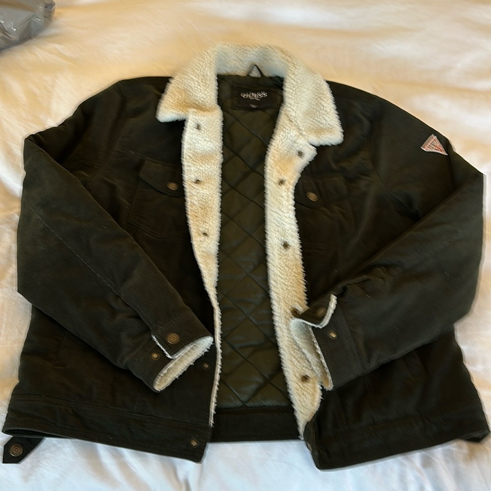 Guess Corduroy bombed jacket with sherpa collar